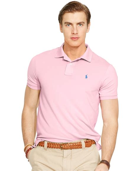 Polo ralph lauren Performance Jersey Polo Shirt in Pink for Men | Lyst