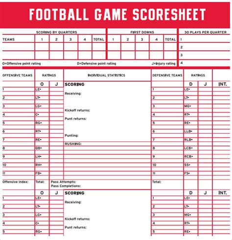 Football Score Sheet - 9+ Download Free Documents in PDF | Sample Templates