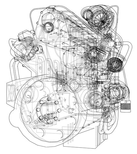 Car Engine Vector Rendering Of 3d Illustration Drawing Cartoon Vector ...