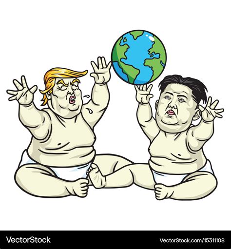 Baby trump and kim jong un cartoon Royalty Free Vector Image