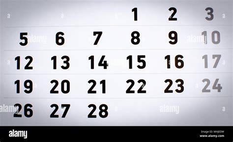 Calendar page numbers close up, planning time concept, February 28 days Stock Photo - Alamy