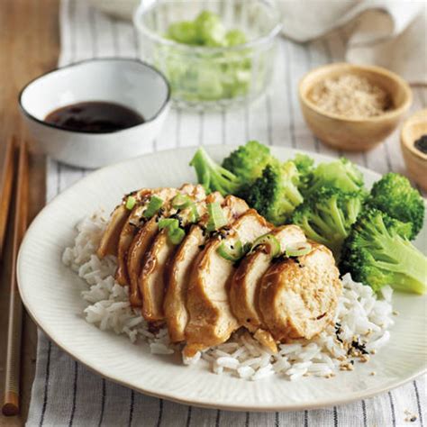 Pechuga de pollo con salsa teriyaki, arroz y brócoli - Lecturas