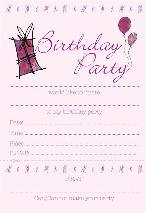 Free Birthday Party Invitations for Girl – Bagvania FREE Printable Invitation Template