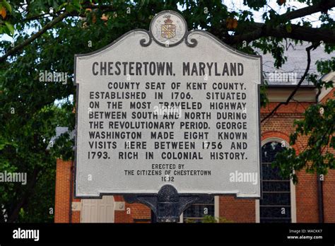 CHESTERTOWN, MD -17 AUG 2019- View of the historic town of Chestertown, Maryland, United States ...