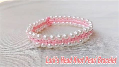 Hand Knotted Larks Head Knot Pearl Bracelet