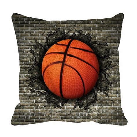 PHFZK Sport Pillow Case, Funny Basketball in Brick Wall Pillowcase Throw Pillow Cushion Cover ...