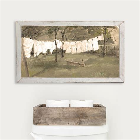 Rustic Framed Vintage Clothesline Wall Art | Antique Farmhouse