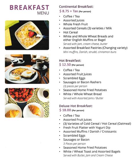 Canasia - Corporate Breakfast Catering Menu