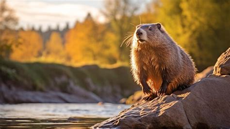 Premium AI Image | Closeup photo of a Marmot looking in their habitat