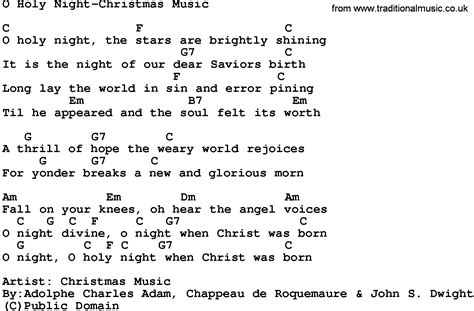 Gospel Song: O Holy Night-Christmas Music, lyrics and chords.