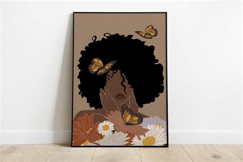 Black Woman Art INSTANT DOWNLOAD Flower Woman Art Printable - Etsy