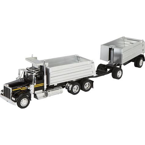 Kenworth W900 Double Dump Truck, Black - New Ray 11943 - 1/32 Scale ...