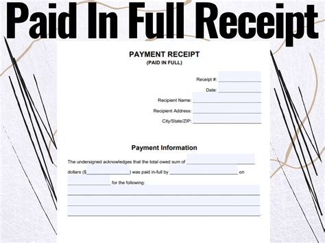 Paid in Full Receipt Paid in Full Receipt Forms Paid in Full Receipt Template - Etsy