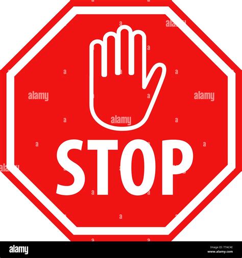 Simple red stop roadsign with hand symbol or icon vector illustration Stock Vector Image & Art ...