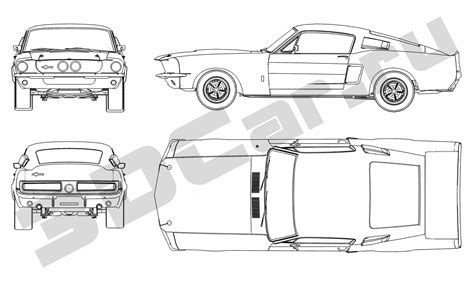 Чертеж Ford Mustang Shelby GT500 (1967) :: [ 3DCar.ru ] - 3D модели автомобилей, галерея, форум ...