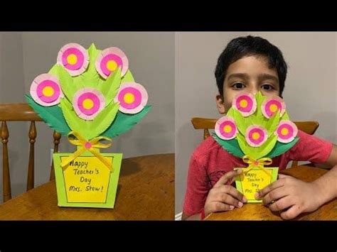 DIY Card For Teacher’s Day | Paper Flower Bouquet Card For Teacher ...