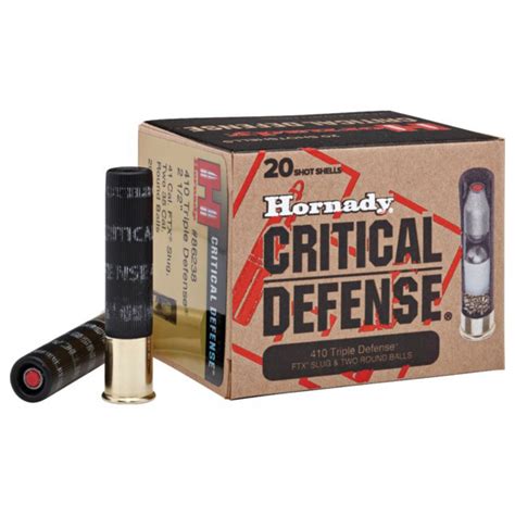 Hornady 410 Critical Defense Shotgun Ammunition - .410 ga - 2 1/2" - 1 slug, 2 balls Slug - #000 ...