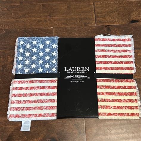 Dining | Ralph Lauren Set Of 4 Americana Flag Placemats New Stars ...