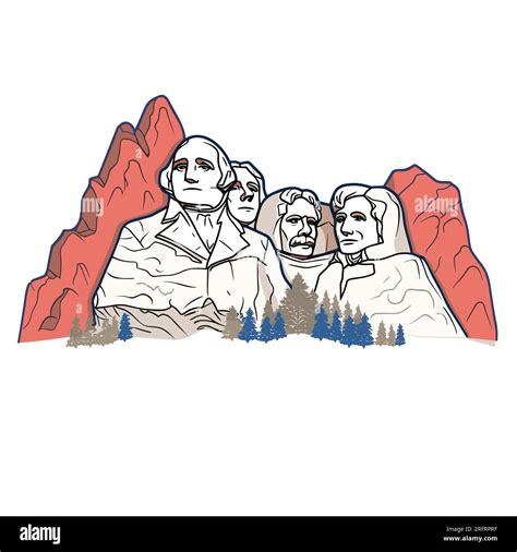 Mount Rushmore hand-drawn comic illustration. Mount Rushmore. Vector ...