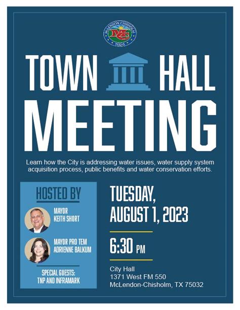 TOWN HALL MEETING – AUGUST 1, 2023 – City of McLendon-Chisholm