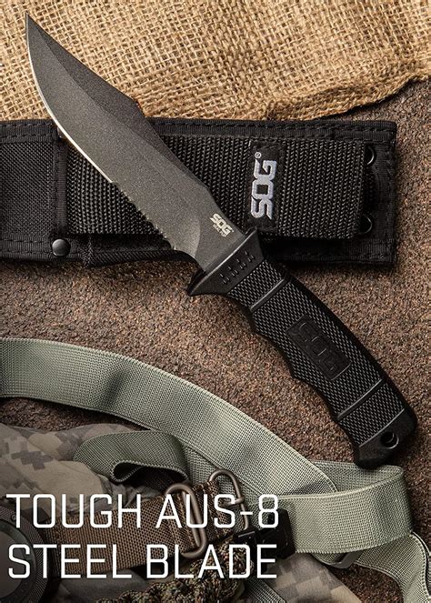 SOG Fixed Blade Knives with Sheath - SEAL Pup Tactical Knife, Survival ...