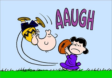 Lucy Showing her Real Face While Doing the Football Gag to Charlie Brown