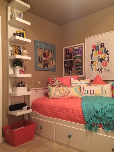 Teal and coral bedroom | Teenage bedroom ideas ikea, Diy girls bedroom, Tween bedroom decor