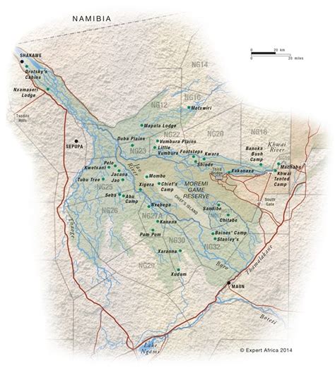 Map of Okavango Delta | Botswana | (c) Expert Africa