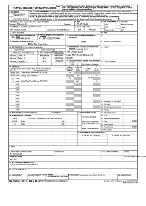 Dd Form 1351-2 - Travel Voucher Or Subvoucher (Page 2 of 2) in pdf