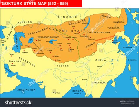 Eastern Western Gokturk State Map Ancient Stock Vector (Royalty Free) 1556709080