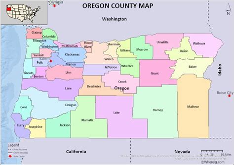 Oregon County Map FREE! Check the list of 36 Counties in Oregon and their County Seats in ...