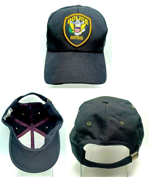 Vintage AMTRAK RAILROAD POLICE Small Gold Uniform Shoulder Patch on Adjustable Size Baseball Cap ...