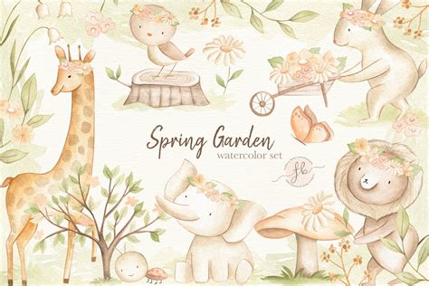 Spring Baby Animals Watercolor Clipart Woodland Forest - Etsy