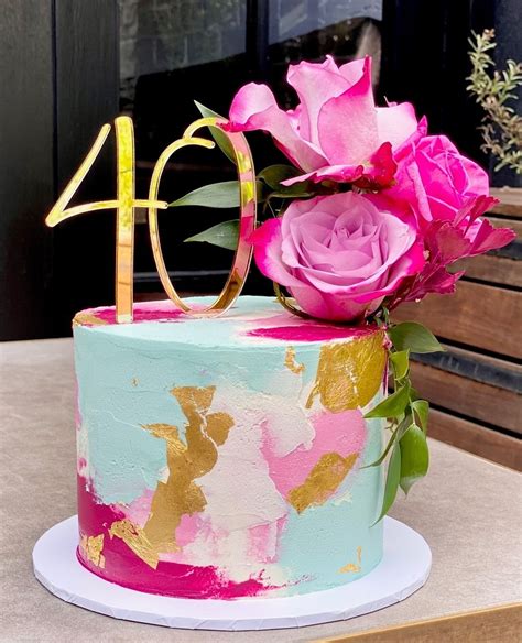 Abstract watercolour buttercream 40th cake | 40th birthday cakes, Beautiful birthday cakes, 40th ...