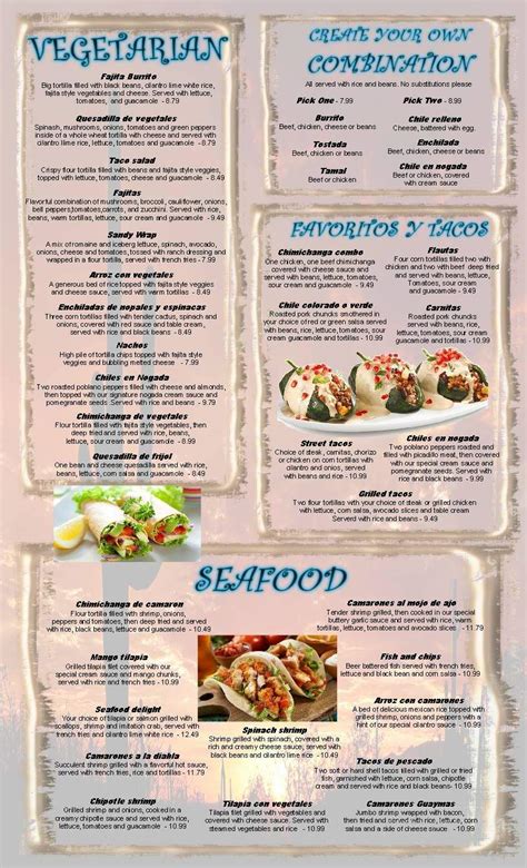 Menu of Bacanora Mexican Restaurant in Cincinnati, OH 45249