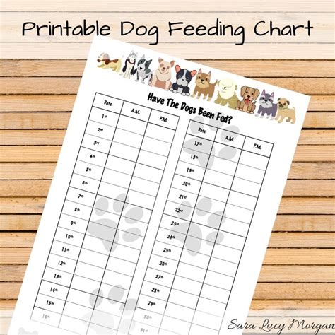 Dog Feeding Chart Printable