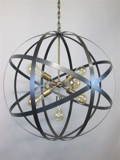 Modern Industrial Orb Chandelier Ceiling Light 24 Inch Sphere