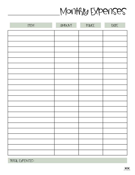 Expense Tracker Printables - 20 FREE Options | Printabulls