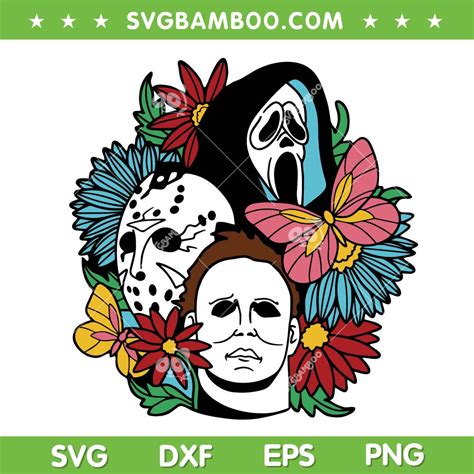 Horror Movie Characters Floral SVG PNG