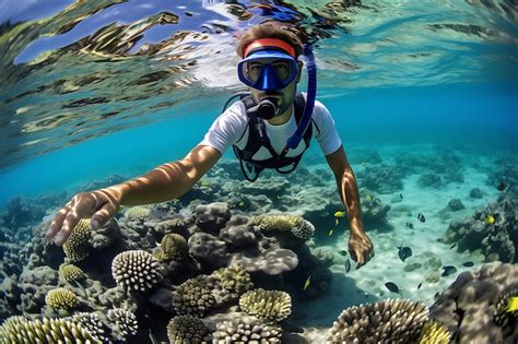 Premium AI Image | Snorkeling in a coral reef