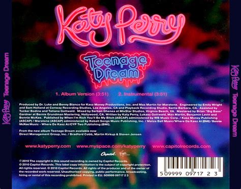 Katy Perry Teenage Dream Cd Single Back - Katy Perry Photo (35295633 ...