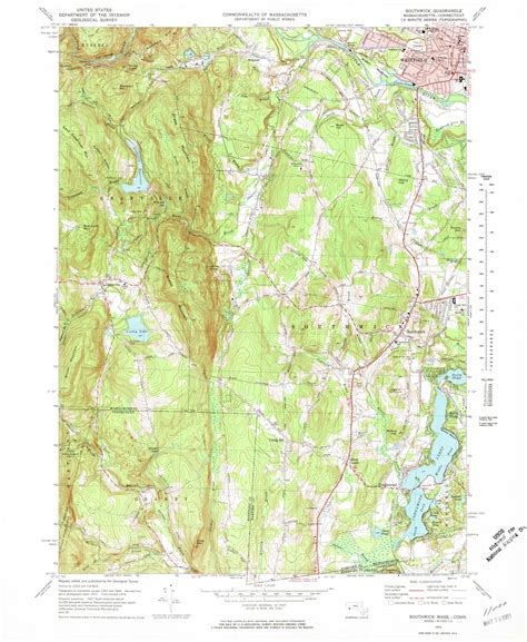 Southwick, Massachusetts 1972 (1978) USGS Old Topo Map Reprint 7x7 MA ...