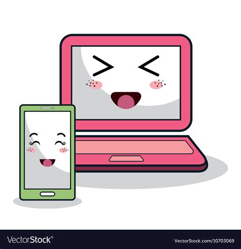 Cartoon laptop and smartphone technology digital Vector Image