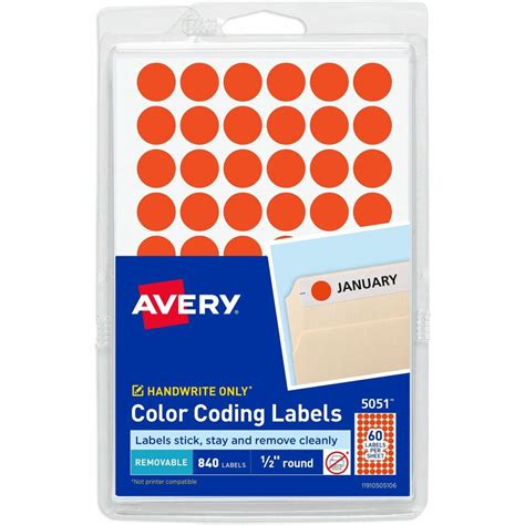 Avery 1/2" Round Color Coding Labels; AVE 05051 - RROfficeSolutions.com