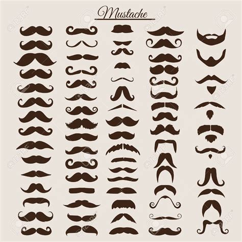 Set of vintage and retro mustache for hipster style design ...