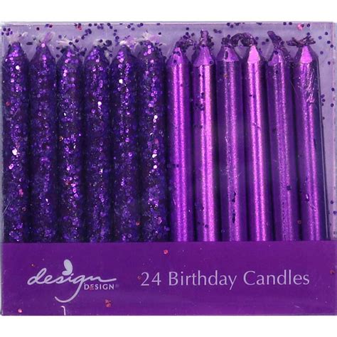 2.25" Glitter & Shimmer Birthday Candles (24) - Passionate Purple | Themed Party Decorations ...