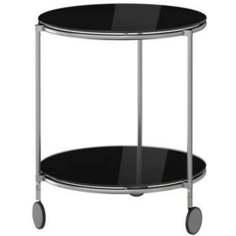 Ikea Black Glass End Table - AptDeco