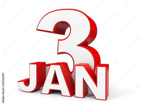 January 3. 3d text on white background. Stock-Illustration | Adobe Stock