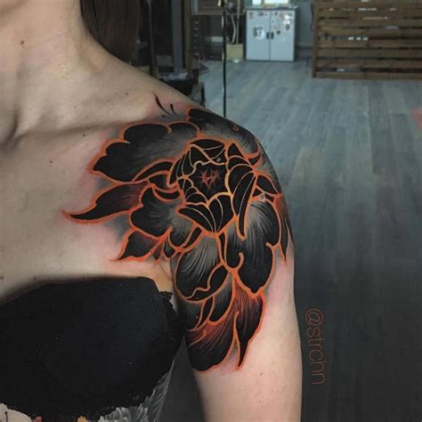 Flower Shoulder by @strchn in Moscow, Russia. #flowertattoo #strchn # ...