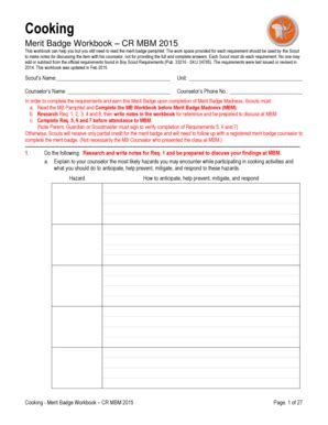 Cooking Merit Badge Workbook - Fill and Sign Printable Template Online